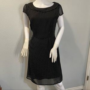 H&M Black Dress Dots Vintage Style Swing Size14